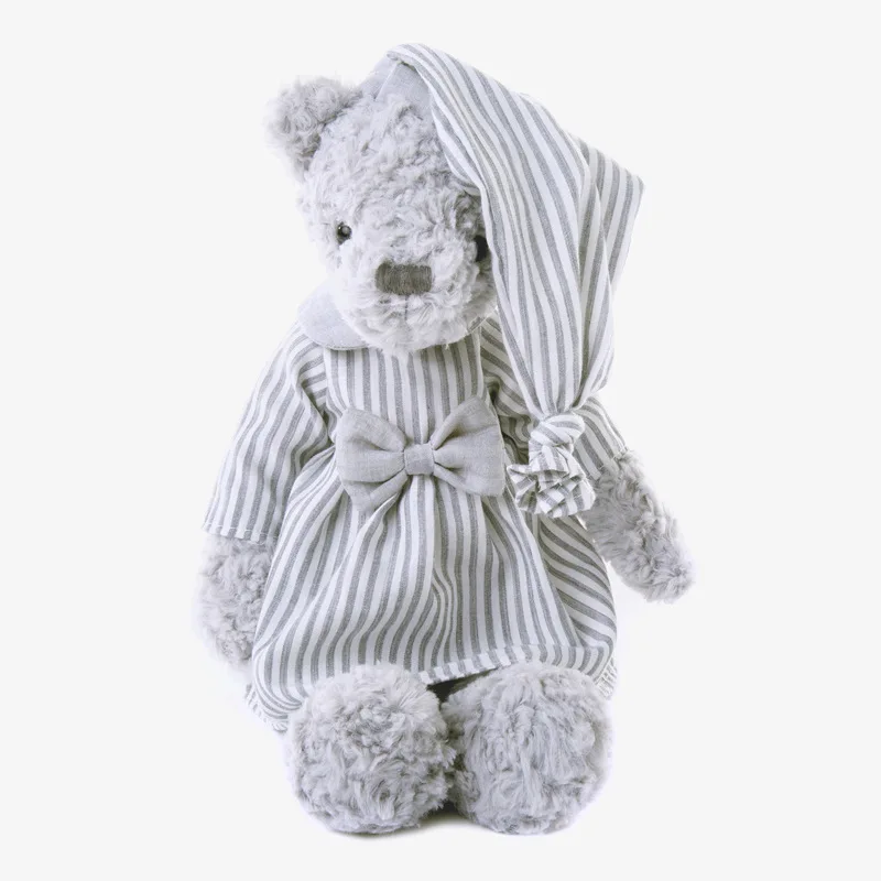 Touched Super Soft Infant Appease Plush Toy Wearing Clothes Gray Bear Baby Appease Toys Stuffed Baby Sleeping Plush Toy