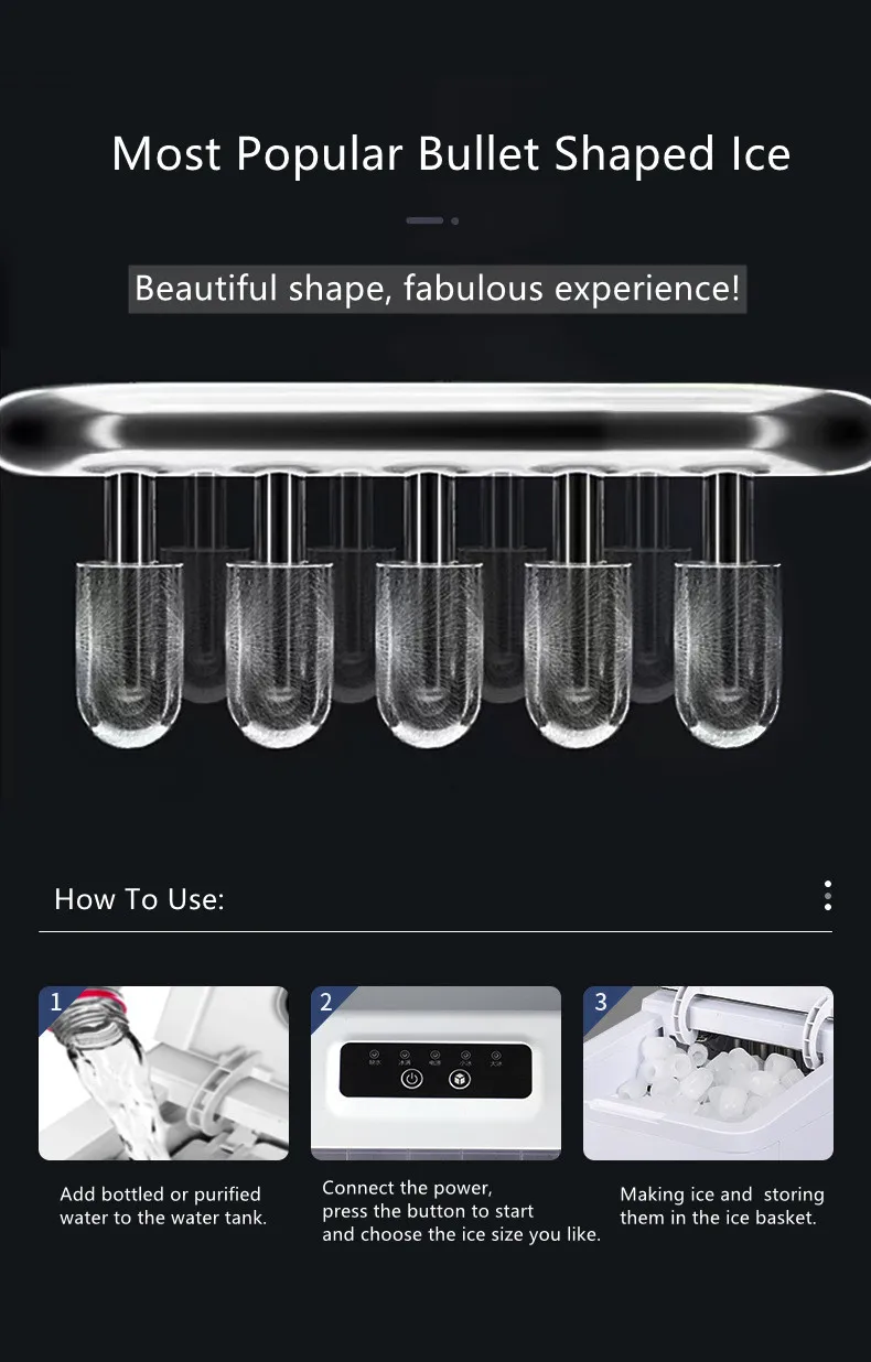 Potable Mini Ice Maker Self Cleaning Machine instant Ice Makers for home, School, office and party use