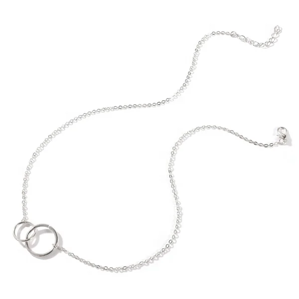 
Modern Meaning Jewelry Stainless Steel Interlocking Entwined Ring Choker Gold Plated Double Circle Necklaces 