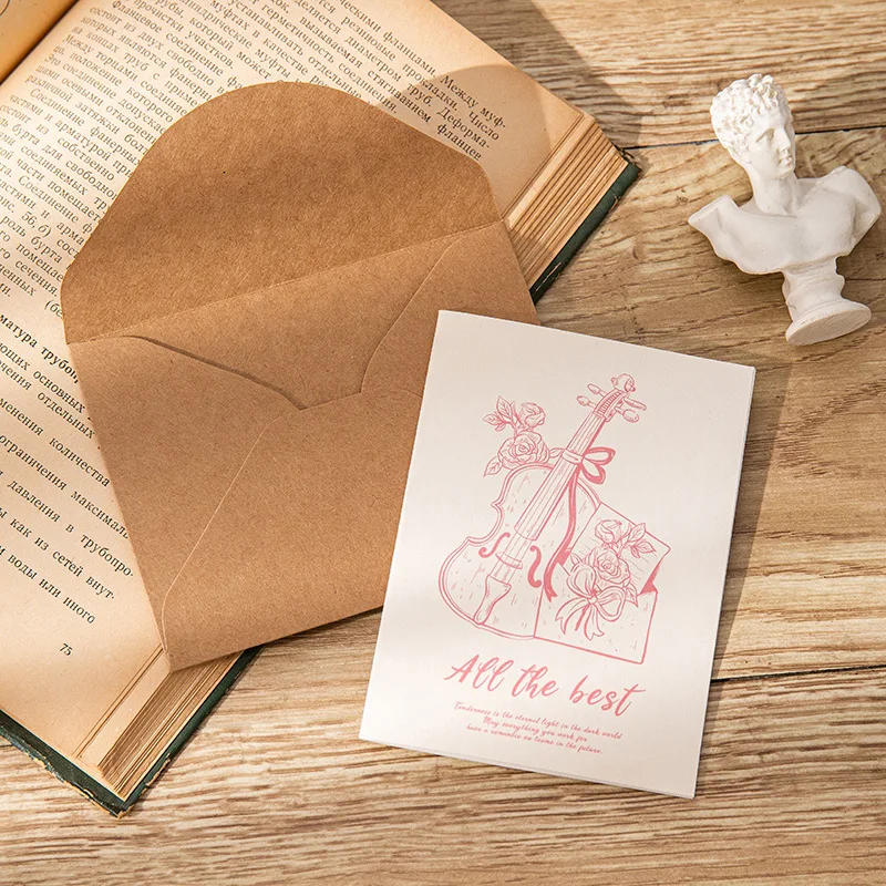 Ychon Vintage style kraft paper thank you flower greeting card for congratulations, also can be used for party invitation cards