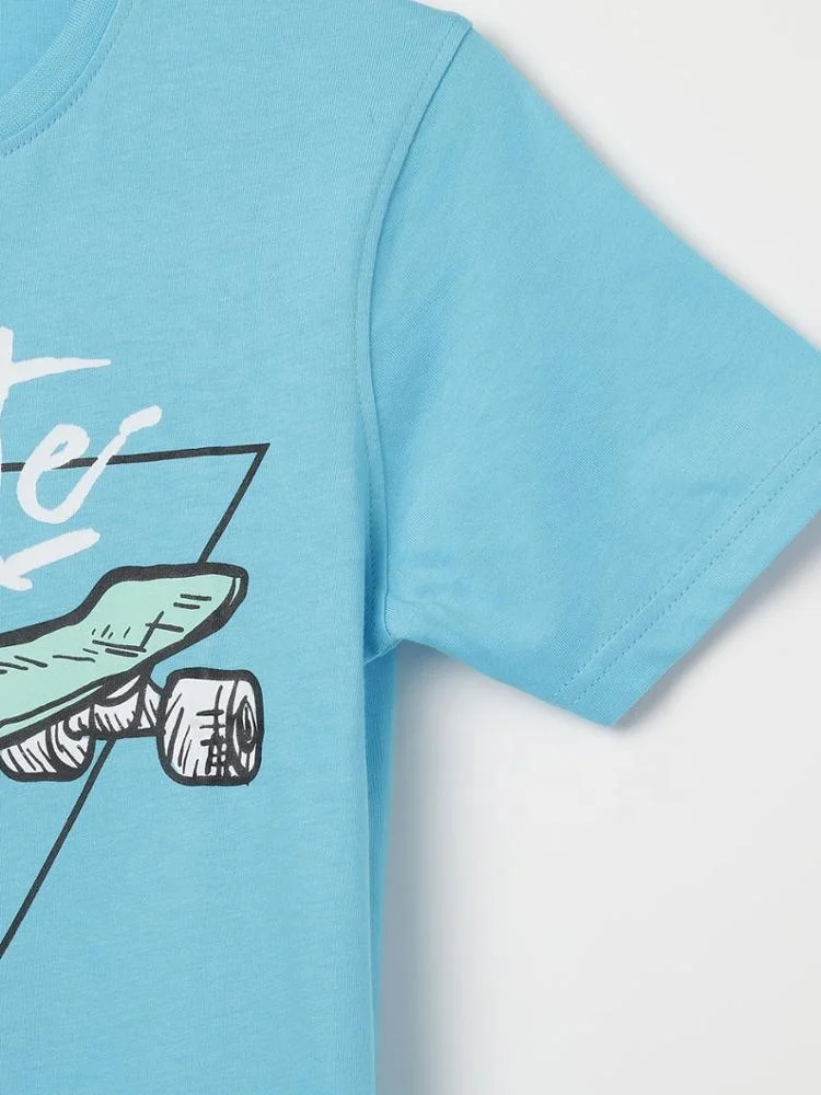 Top Quality low reenable price super comfortable sky blue kids t shirt for boys clothing children customized car printed tee