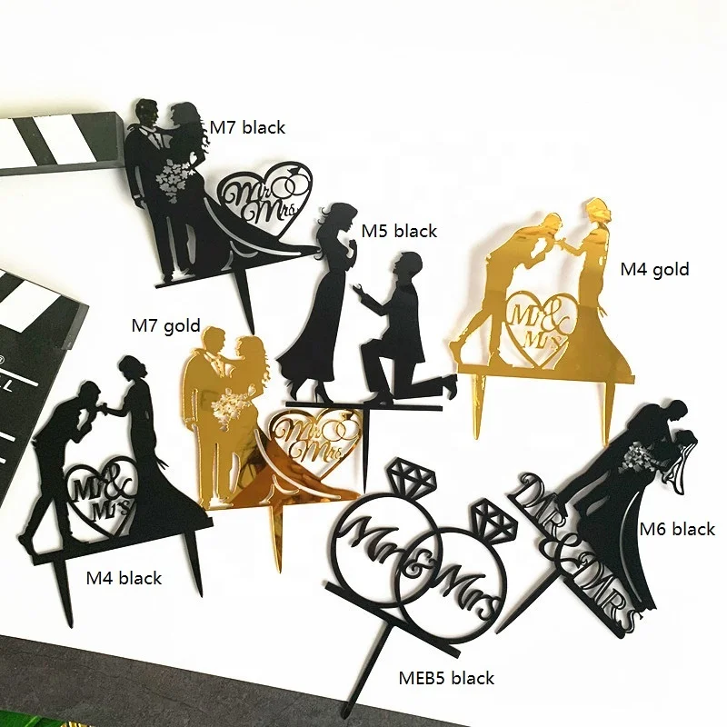 Happy wedding acrylic cake topper for wedding decoration wedding cake topper