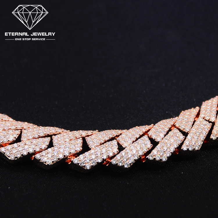 Factory Price 20inches Real Iced out 925 Sterling Silver 10k 14k 18k Gold Moissanite Diamond Cuban Link Chain Hiphop Necklace