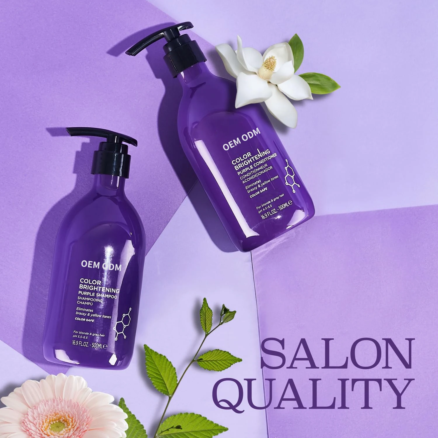 Factory Manufacturer Silver Purple Shampoo Color-Protection Remove Brassiness for Blonde and  Gray Hair