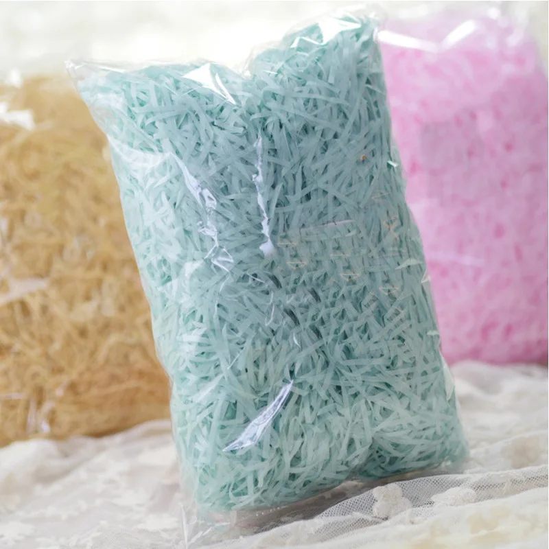 
100g/bag bulk Decorative gold silver white Crinkle Cut Raffia Shredded Kraft Paper for packaging 