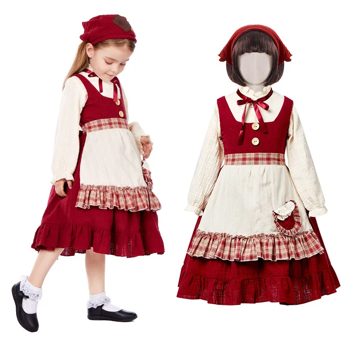 The Little Red Riding Hood The Little Match Girl Cosplay Costume Girl Lolita Maid Dress Outfit Party Costume Daily Dress