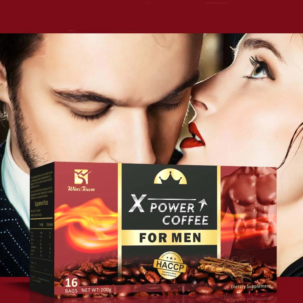 Man X power custom coffee Private label herbal healthy Organic herbs Instant Maca black power Coffee for men