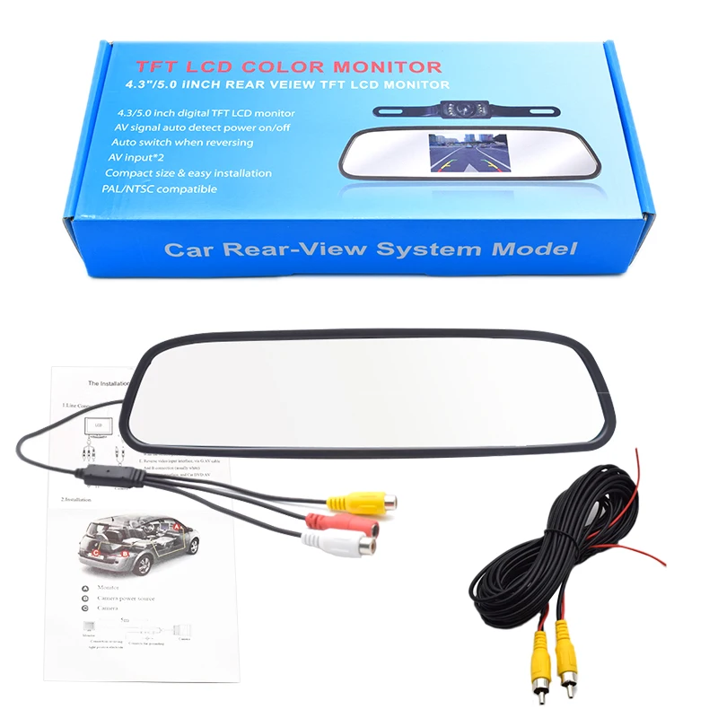 Backup Camera 4.3 Inch Rearview Mirror Monitor with Universal Black Plastic 4k Screen Smart Tv Car Headrest Android Monitor RCA