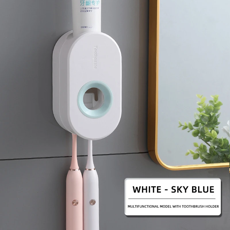 Toothbrush holder Automatic Toothpaste Squeezer Wall Mounted Hands Free Toothbrush holder for Kids and Family Washroom