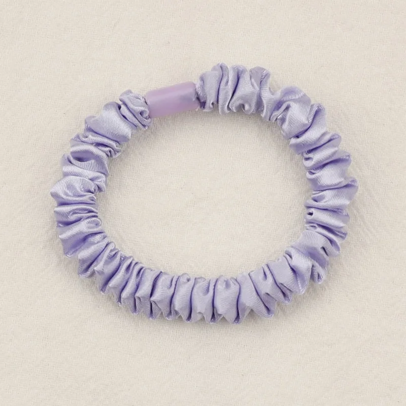 Wholesale Silky Skinny Small Scrunchies Hair Bow Ties Ropes Bands Skinny Scrunchy Elastic Ponytail Holders for Women Girls