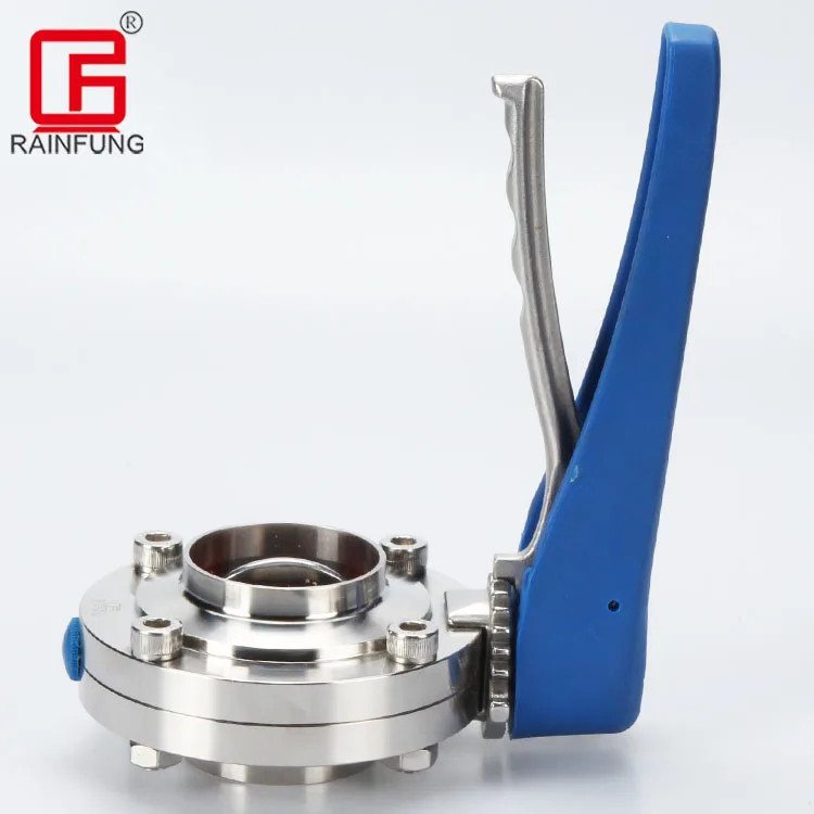 Sanitary Stainless Steel Welded Manual Butterfly Valve With Trigger Handle