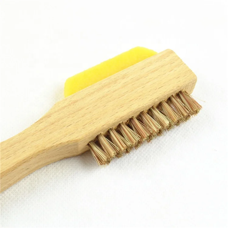 Double Side Suede Rubber Shoe Cleaning Brush Wooden Horse Hair Shoe Shine Brush