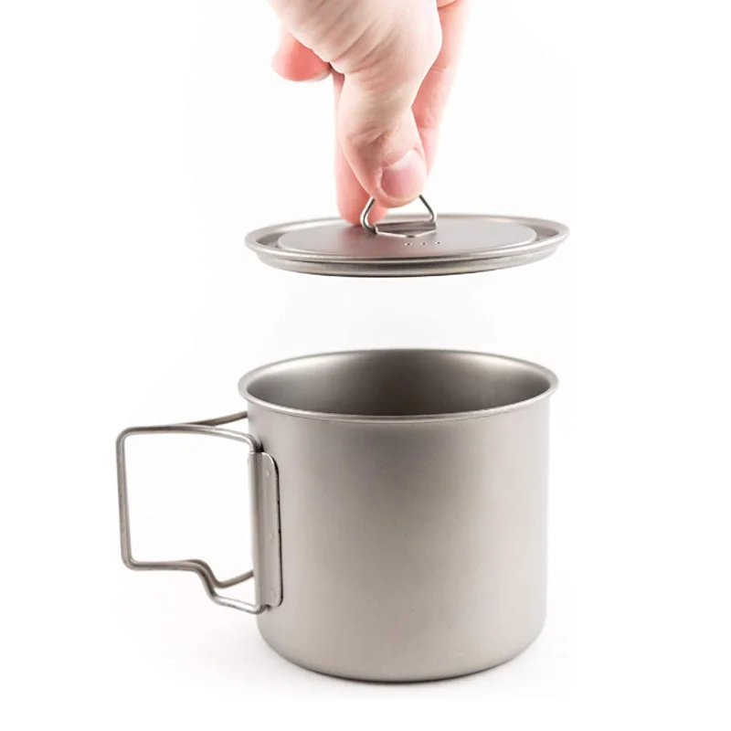 Outdoor Cup Titanium Camping Mug Tableware Hiking Cookware Wild Survival Cooking Equipment Picnic Fold Cup Utensils Lightweight