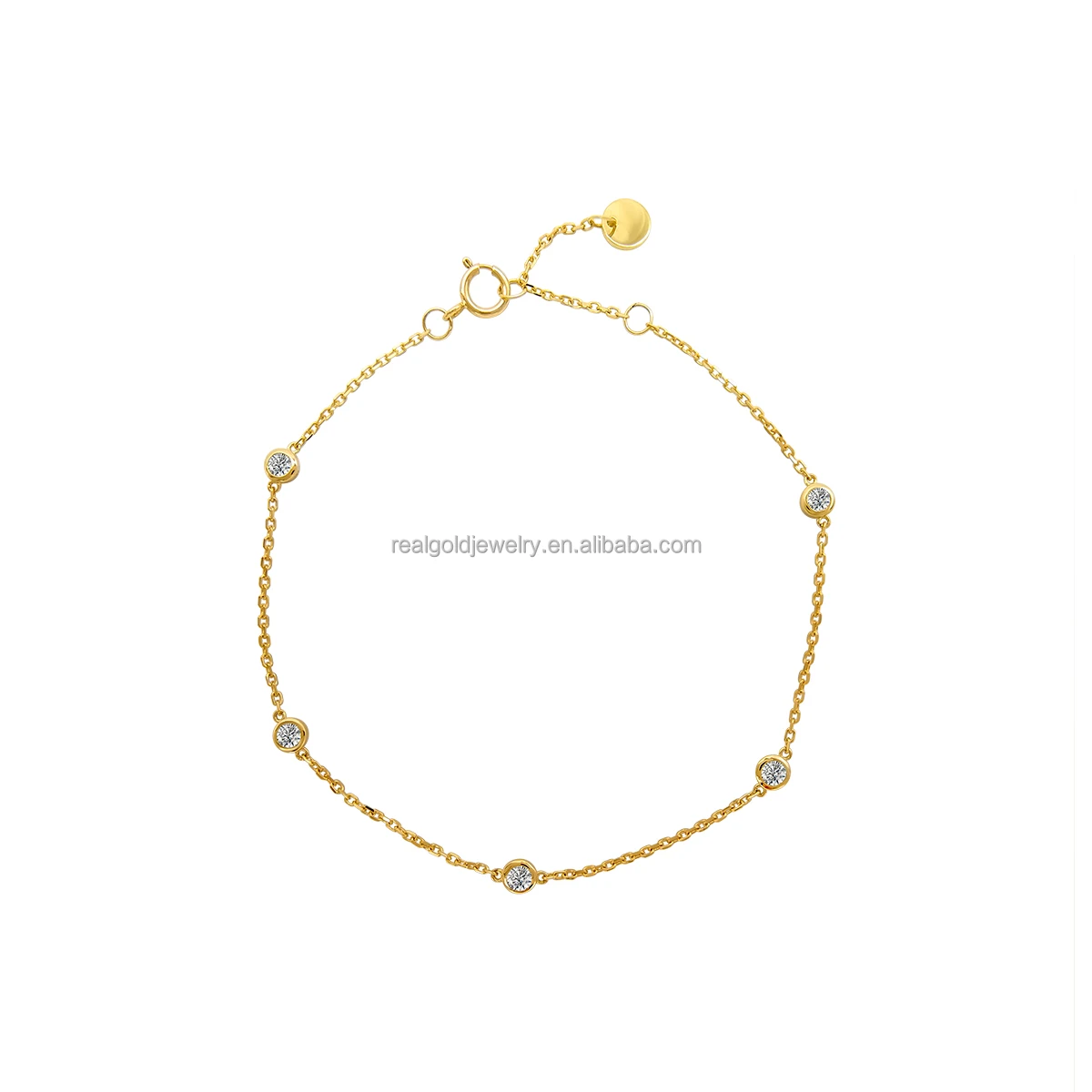 New Luxury Design 14K Au585 Real Gold Yellow CVD HPHT Lab Diamond Bracelets Charm Bracelet for Women Wedding Present Custom