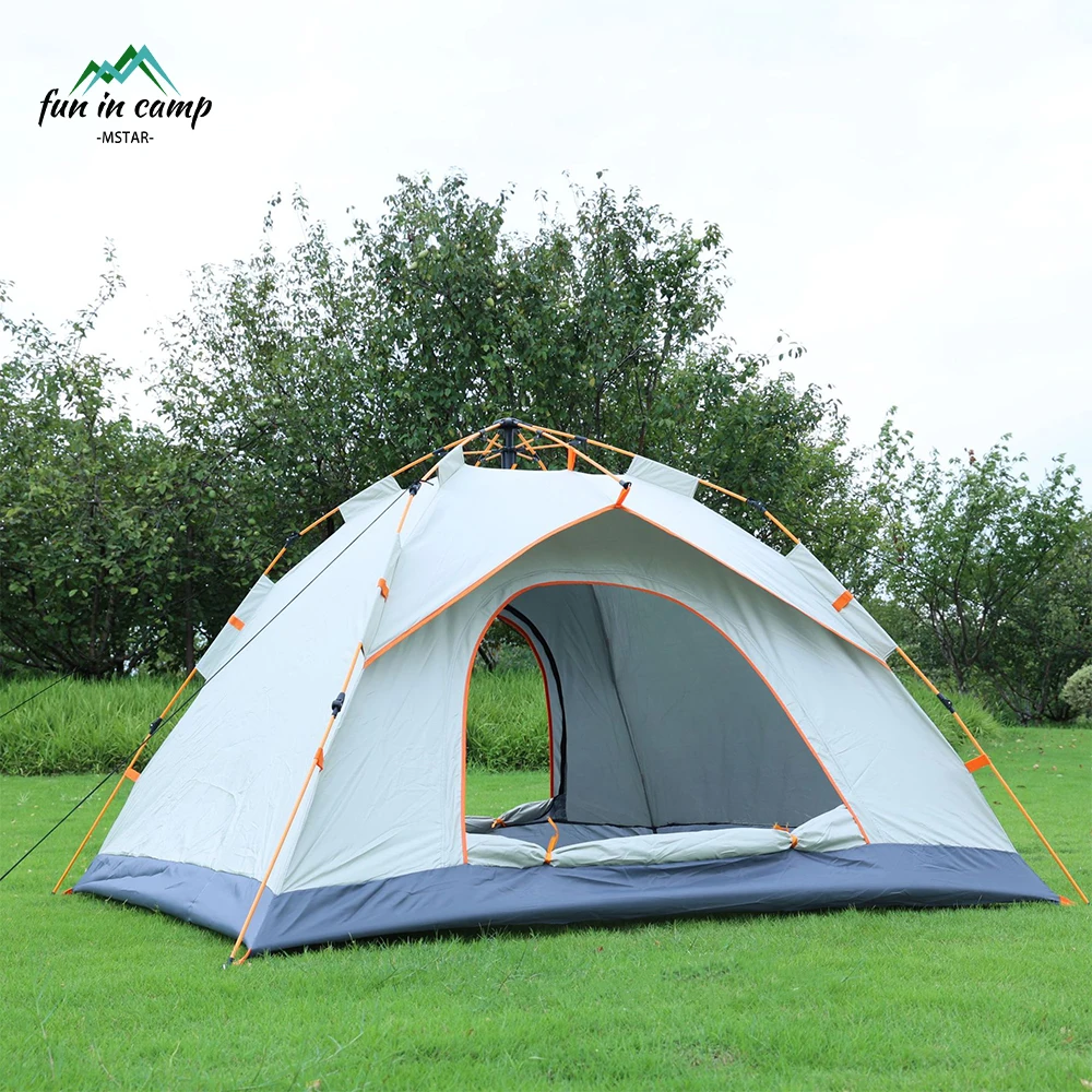 2-3 Person Automatic Camping Tent Dual Layer Summer Mongolian Hexagonal Yurt Tourist Tent For Outdoor Travel