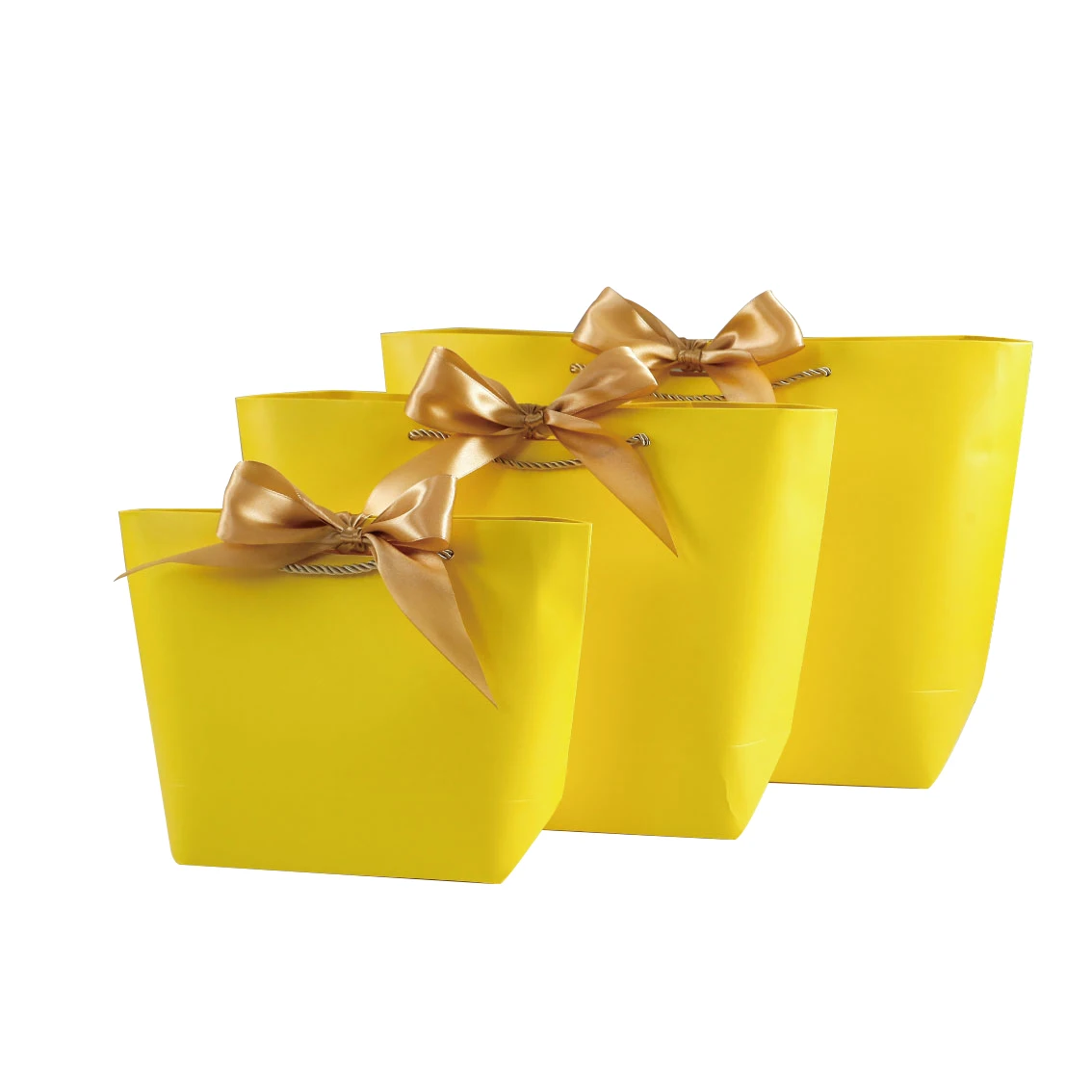 Yellow paper gift bags custom printed on glossy/matt paper colors bag