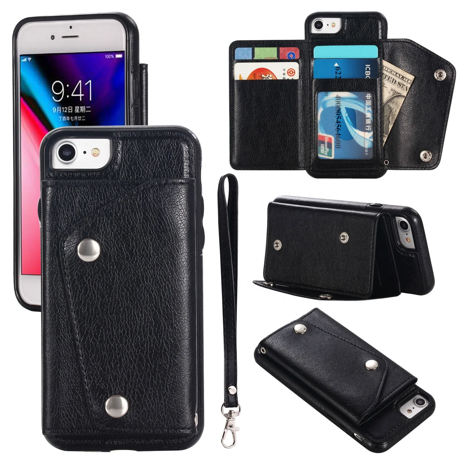 Card Slots Case For Samsung S22 S23 S24 Ultra Magnetic Detachable Leather Wallet Pocket Cover Men Travel Outdoor Mobile Phone