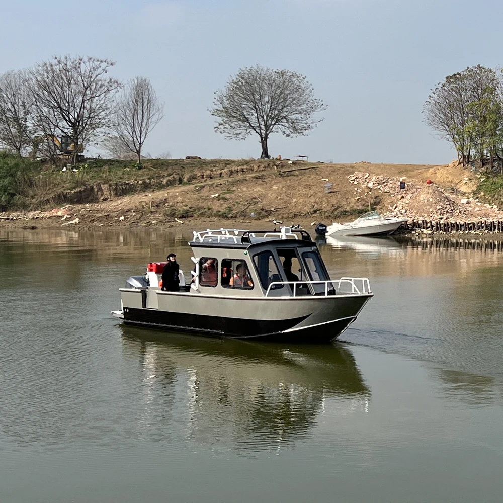 KINOCEAN 22FT Aluminum Dual Control Fishing Boat With Half Cabin For Sale