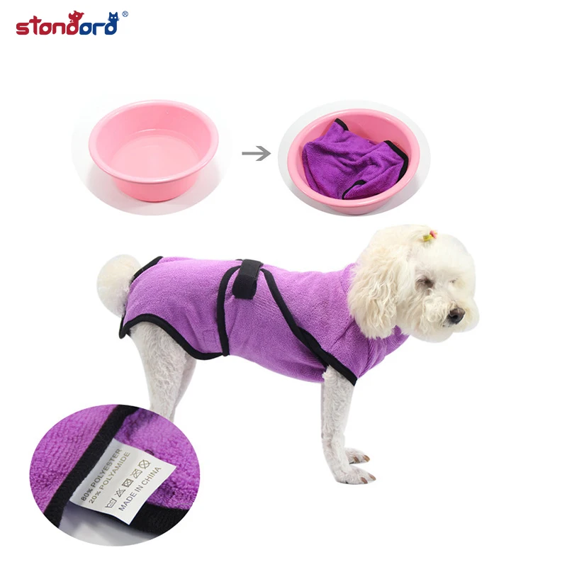 New pet clothing dog bathrobe microfiber good absorption dog sweater pet clothes classic belt design high quality