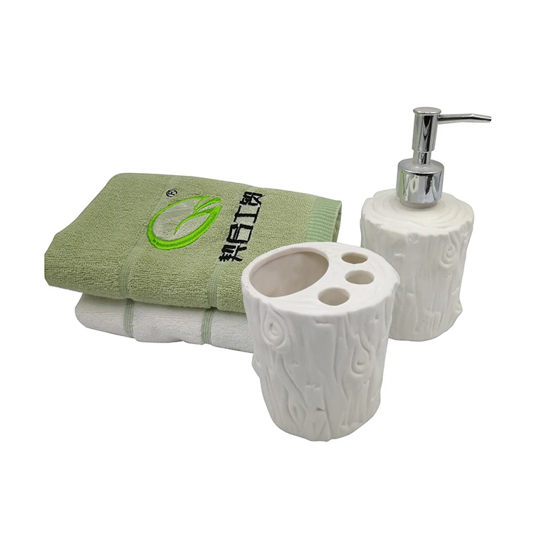 
Home Accessories Bathroom Four-Piece Set White Ceramics Liquid Soap Bathroom Luxury Accessories Set 