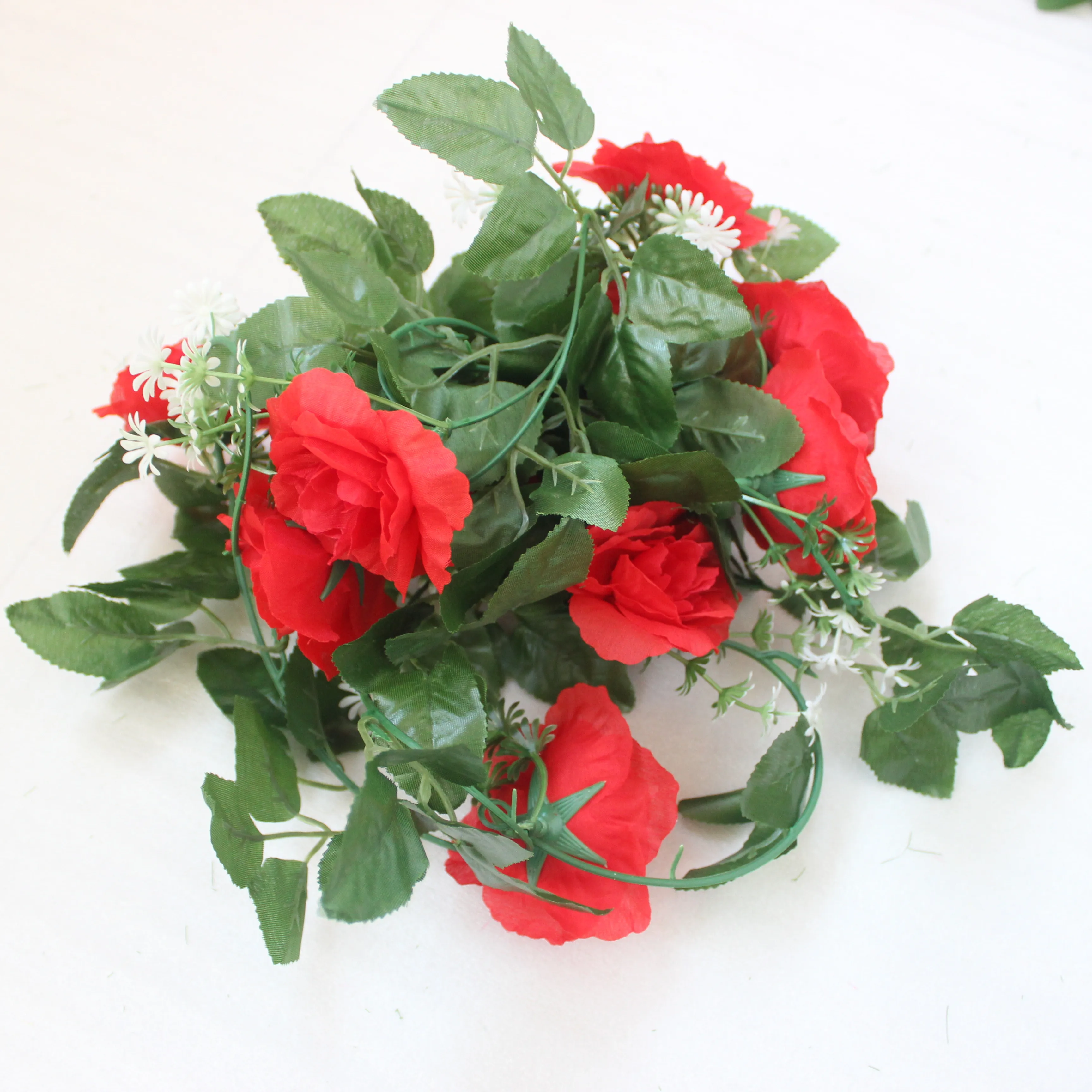 High Quality Artificial 220cm 10 heads Australian Rose Rattan Wedding Ceiling Winding Fake Flower Decorations Rattan white red