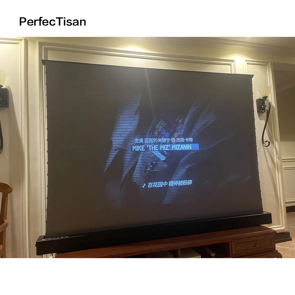 PerfecTisan 120 inch floor rising screen ALR electric projection screens 150 view angle tubular motors motorized screen