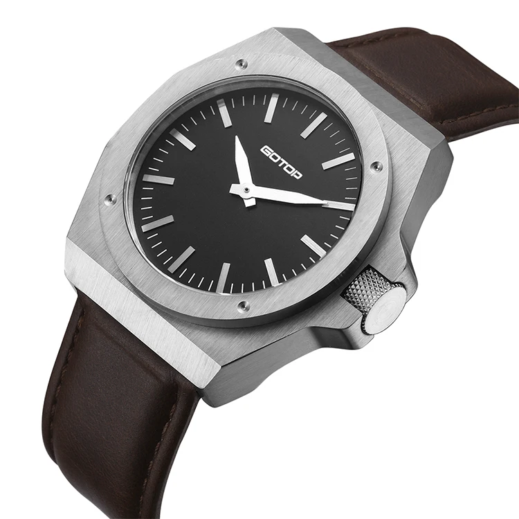 Low costs designer brand latest large mens casual watches cheaper 115mm length leather strap 5atm waterproof man watch for men