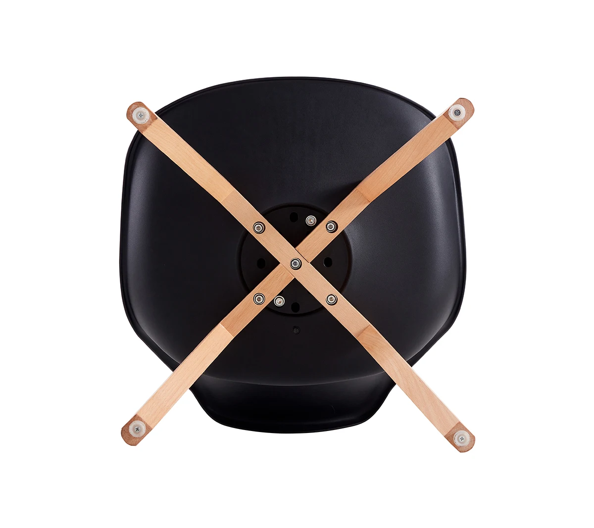 Modern Plastic Tulip Fancy Nordic Fashionable Design Shell Dining Cushion Seat Black PP Plastic Dining Chairs with Wooden Legs