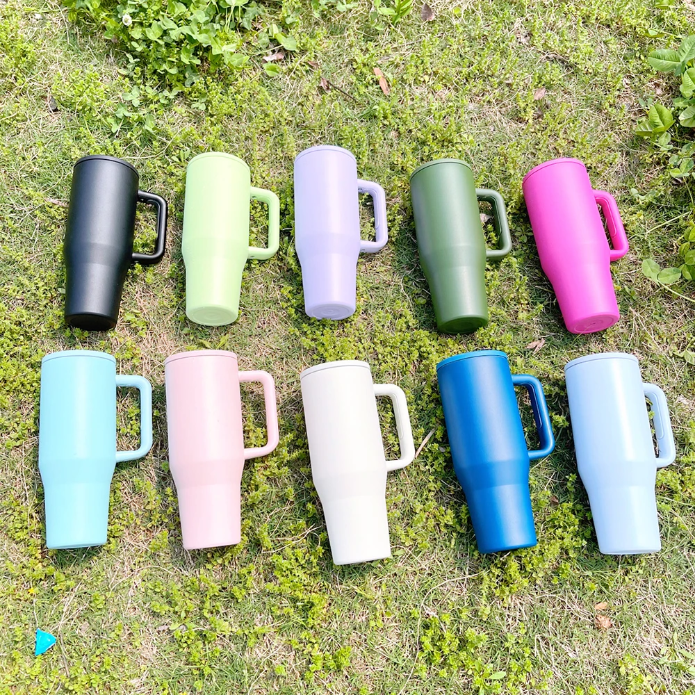 Custom Logo 40 oz Tumbler Cup Insulated Tumbler 40oz Stainless Steel Travel Mug with Handle and Flip Straw