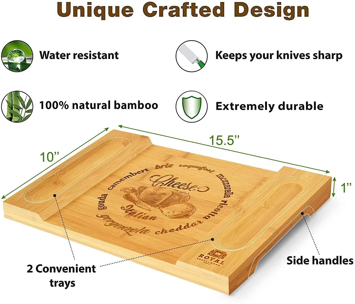 Bloques Para Cortar Rotatable Cheese Tray Draw-out Bamboo Cheese Cutting Board Server Plate Set with Stainless Steel Knife