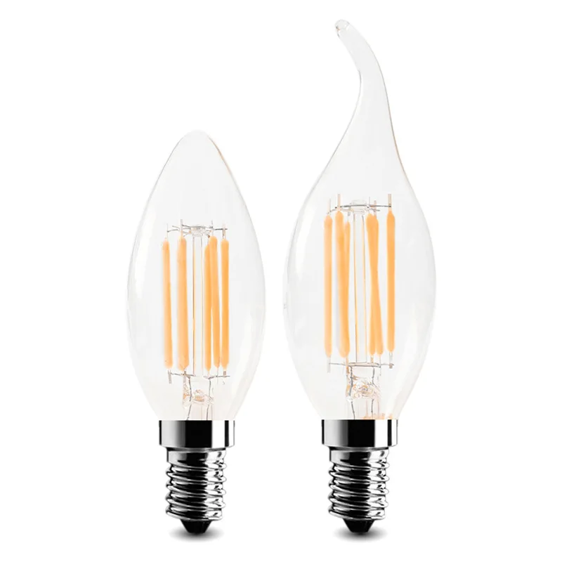 led filament bulb 12V 24VDC C35 2W 4W 6W E14 led candle lighting bulbs