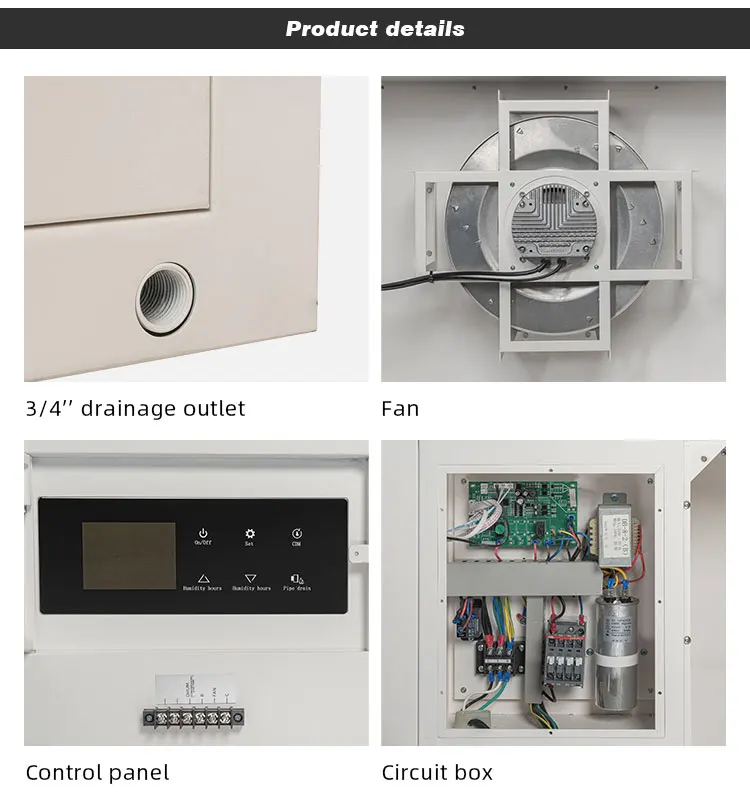 TOJJE High Efficiency  Energy Saving Compressor-Based 500P/D Ceiling Dehumidifier For Grow Room Greenhouse Hydroponics Room Hemp