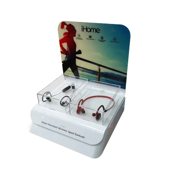 Custom retail pos metal tabletop earphone headphone mobile phone accessories display stand