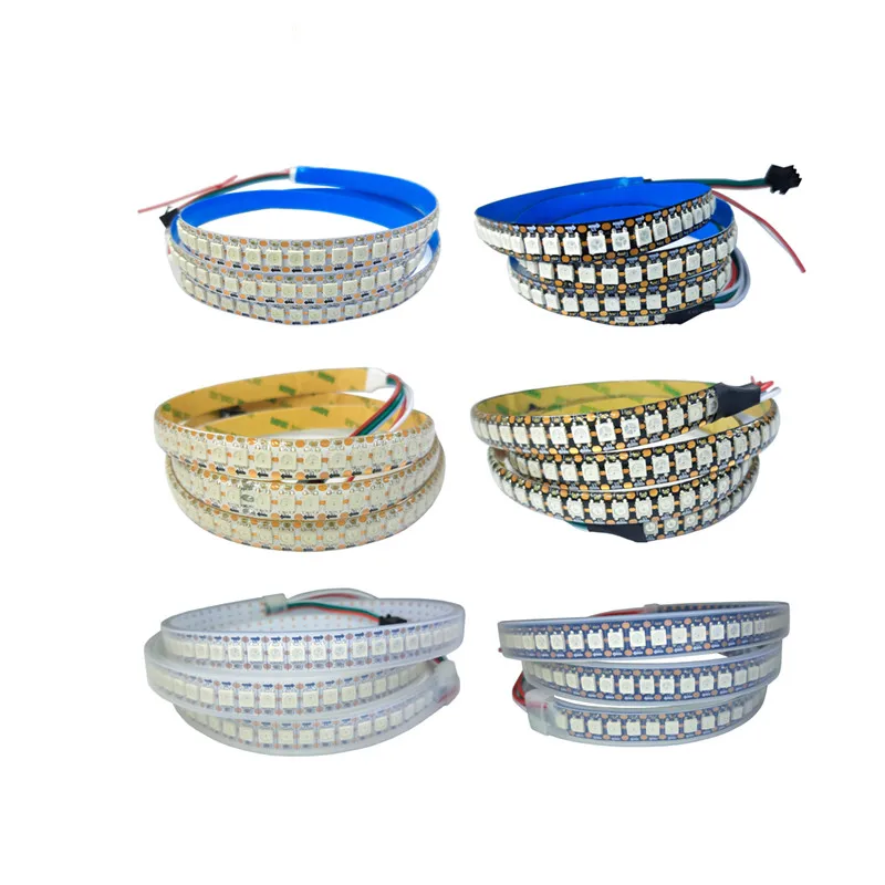 100 шт. волшебный цвет SMD 5050 1 м WS2812B DC5V 144 LED/m RGB Светодиодная лента индивидуально Адресуемая цифровая IC Светодиодная лента веревка освещение