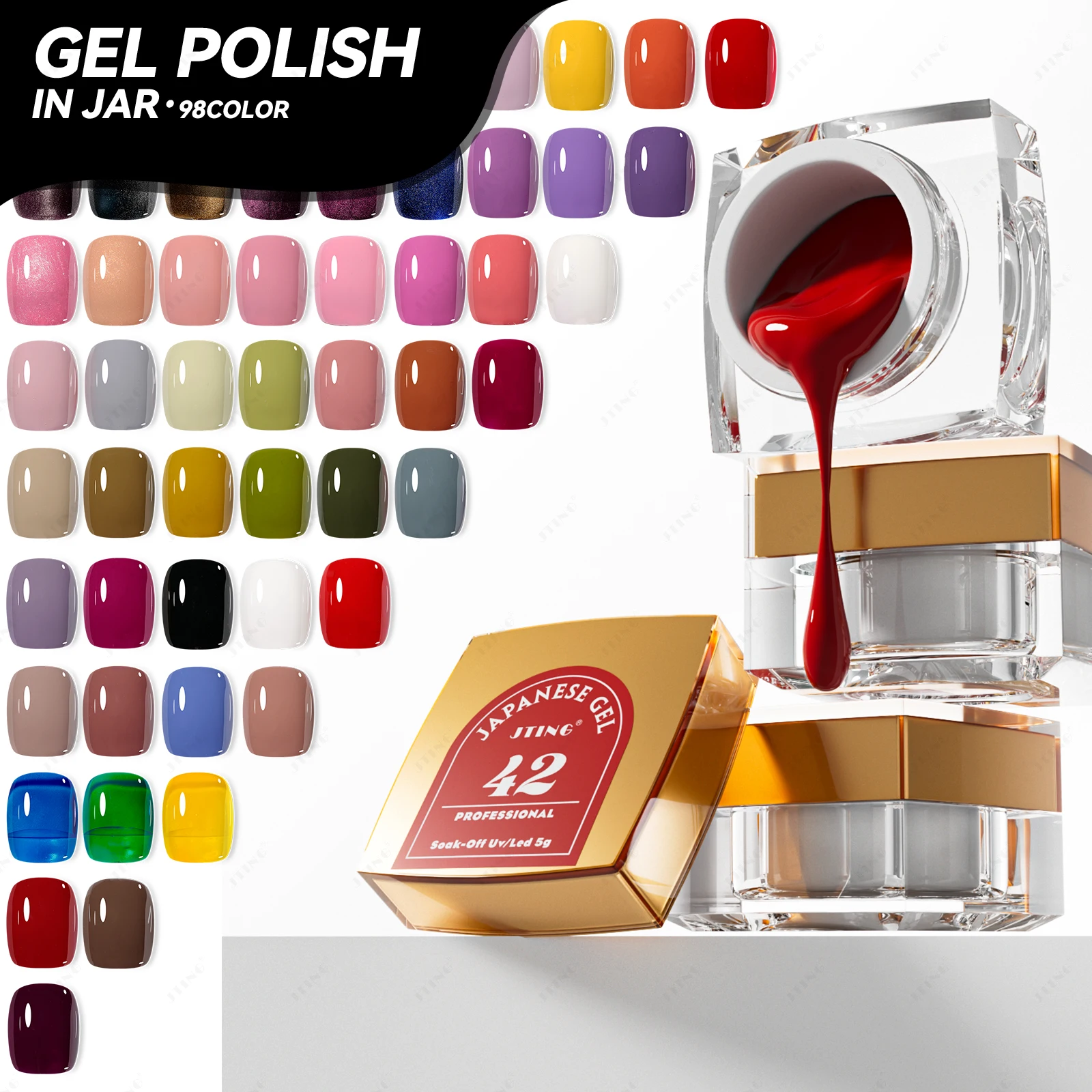 JTING High pigment 98Colors gel polish in a Jar Set Japanese style painting gel nail polish colors OEM custom Private label