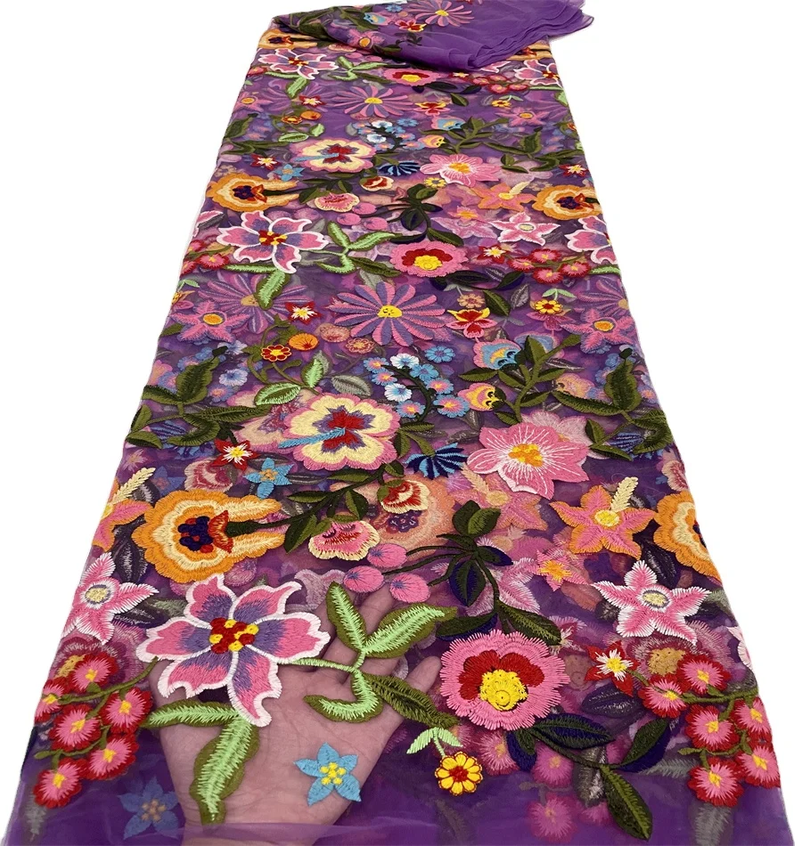 Hot selling bridal tulle lace flower embroidery tulle lace fabric beautiful lace fabric