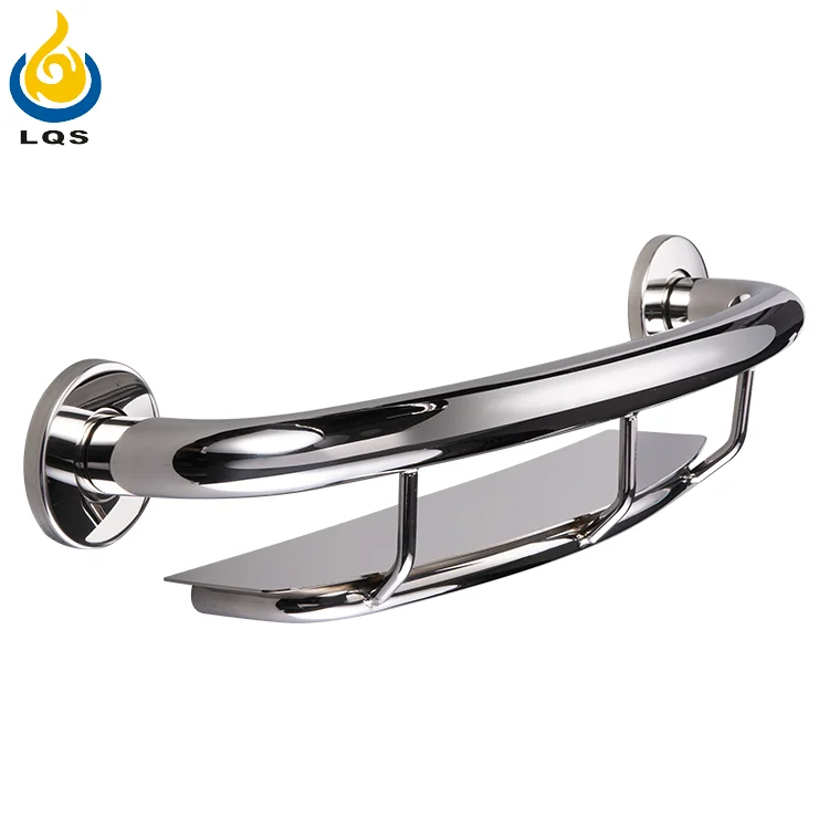 Hot sale stainless steel bathroom accessories wall mounted grab bar with shelf