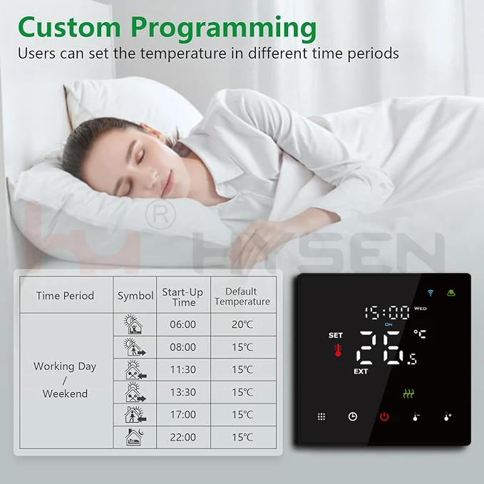 HY608 Wifi Control Heating Room Thermostat Large Digital Display Smart Heating and Water Thermostat Programmable Tuya Smart Home