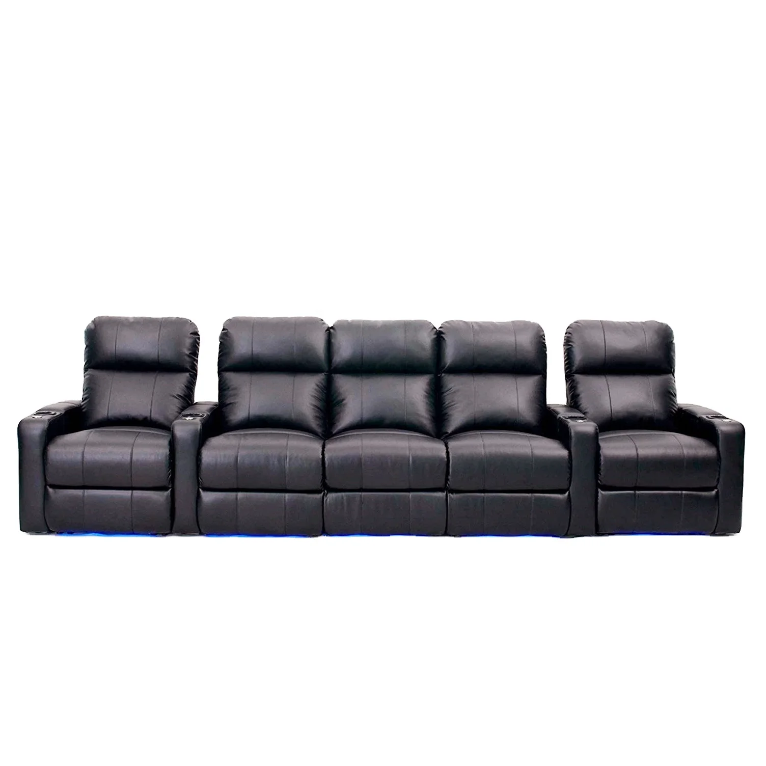 Geeksofa Luxury Design Faux Leather Electric Recliner Sofa 3 Seats With Tray Table And Type C Cinema Chairs For Home Theater