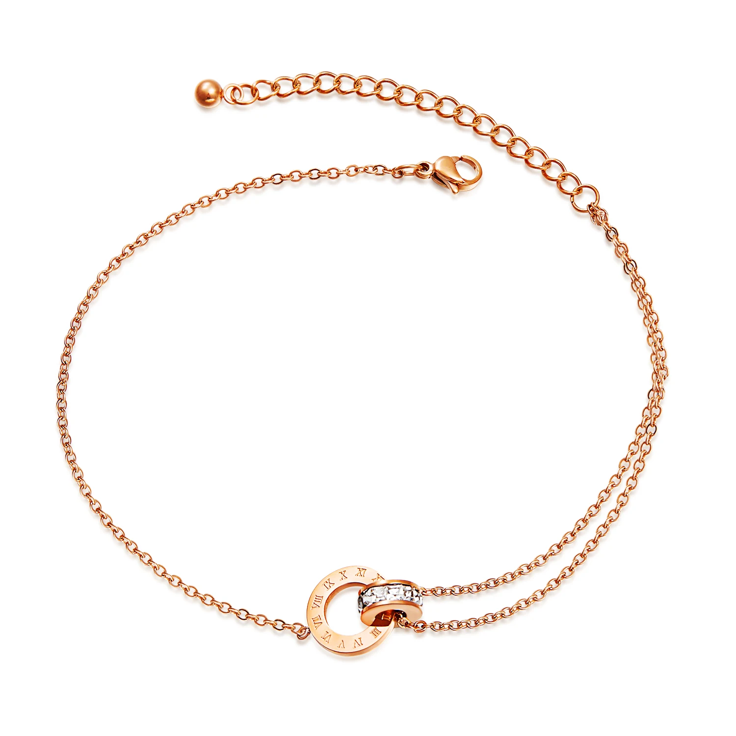 New rose gold single diamond foot ornament Korean fashion anklet women Stainless steel girls all-match jewelry accessories