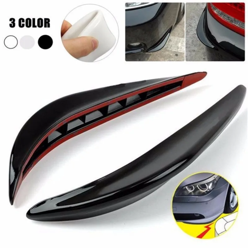 2PC Universal Anti-Collision Protector Rubber Auto Front&Rear Corner Bumper Guard Lip Anti-Scratch Strip Sticker Car Accessories
