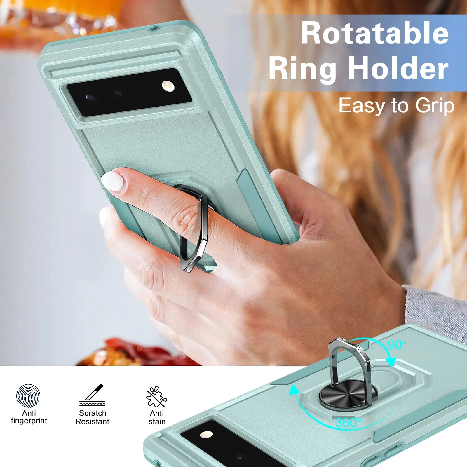 Green Color Shockproof Dual Layer Kickstand Phone Case Cover for Google Pixel 6 7 Pro