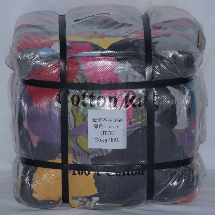 25kg 10kg bales package used clothes rags t shirt rags cleaning machine cotton wiping rags