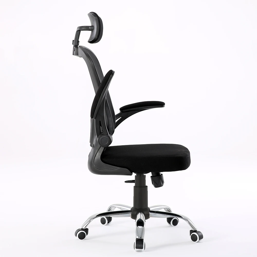 Plastic back foldable arms executive ergonomic computer desk mesh high back office chairs with headrest