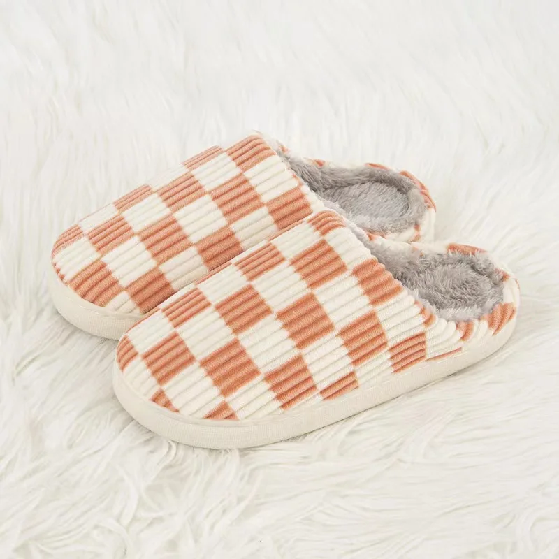Home Slippers For Women And Men Couple Unisex Classic Checkerboard Comfortable Wholesale House Cotton Soft Sole Women Slippers