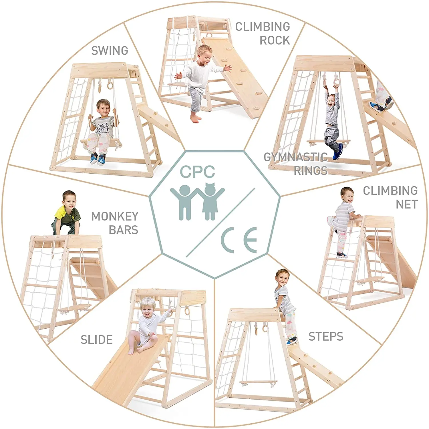 Multi functional Kids Sports Wooden Climbing Equipment for kids Large Climbing Frame Indoor Playground