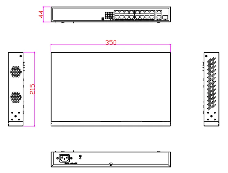 New Series 16-Port 1000Mbps Full Gigabit Uumanaged POE Switch with SFP Uplink Ethernet