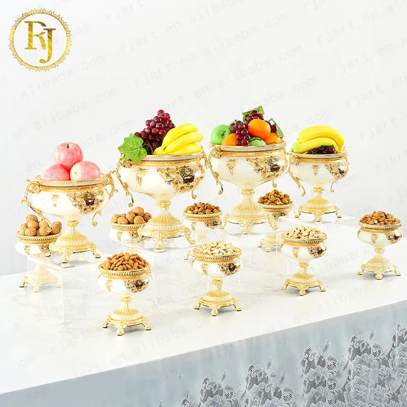 High-End Hotel Muslim Dinnerware Villa Decoration Uzbek Skidki Chinni Idishlar Posuda Crystal Fruit Plate Gold Fruit Plate