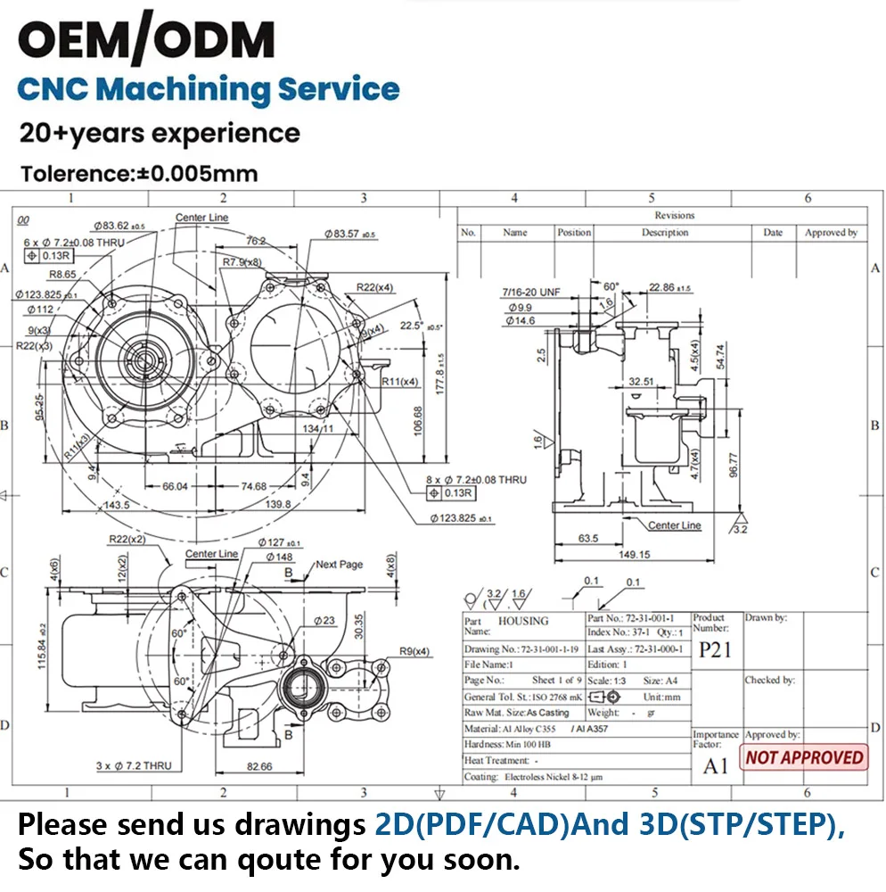 Алюминиевый 6061 CNC обрабатывающие детали изготовленные на заказ анодирование посадка фрезерование OEM поставщик недорогой продукт для прототипирования