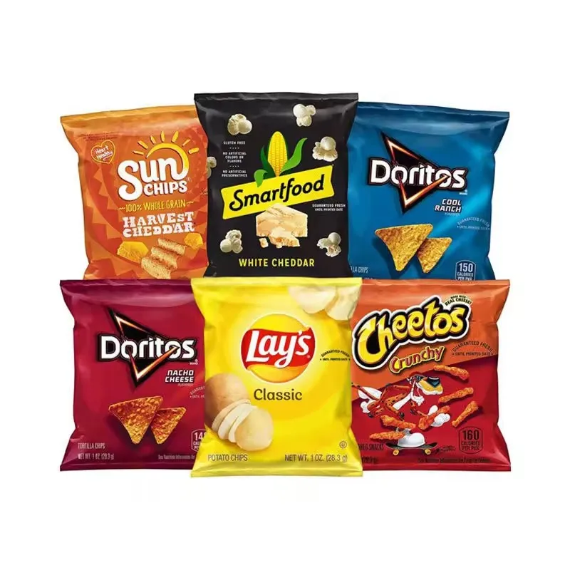 Custom Printed Stand-Up Pouch Food Grade Snacks Packaging for Potato Chips Corn BOPP Material Back-Sealed and Heat Seal